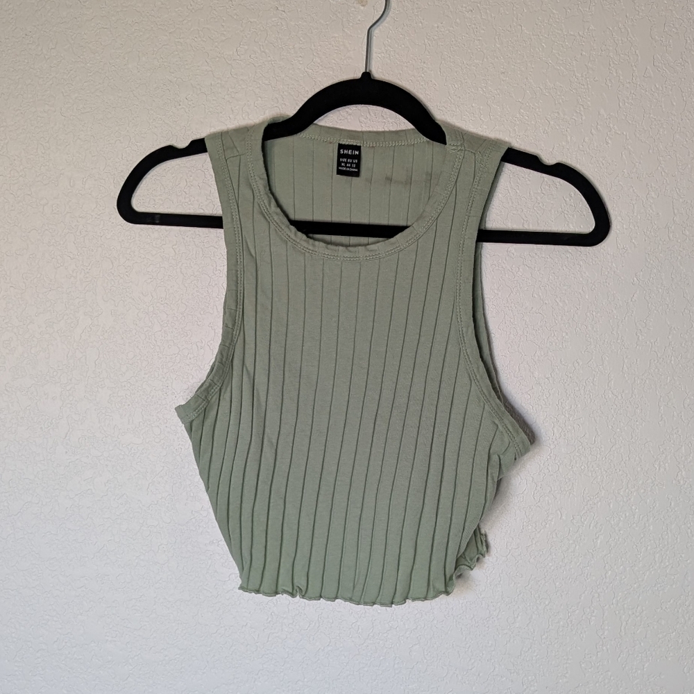 SHEIN Light green Ribbed Tank Top